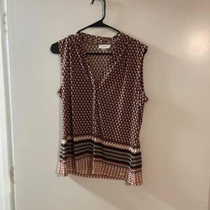 Geometric Patterned Sleeveless Top - Multicolor